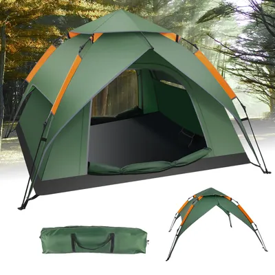 Produktbild von Puluomis Campingzelt Zelt 210 x 180 x 105 cm Kuppelzelt Familienzelt für 3-4 Personen Outdoor Camping grün