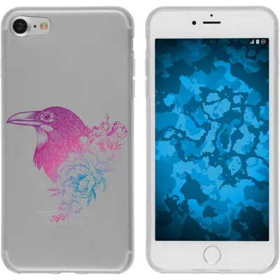 Produktbild von PhoneNatic Case kompatibel mit Apple iPhone 8 Silikon-Hülle Floral Rabe M4-6
