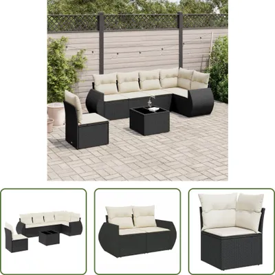 Produktbild von The Living Store 7-tlg. Garten-Sofagarnitur mit Kissen Schwarz Poly Rattan
