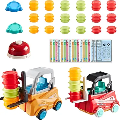 Produktbild von Pädagogisches Spielzeug für Kinder – Set mit 2 Gabelstaplern, Autos, Geschenk