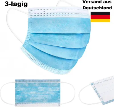 Produktbild von 100 x Mundschutz Maske Gesichtsmaske Filtermaske 3 Lagig Schutzmaske