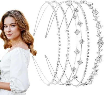 Produktbild von Silbernes Haarband mit Kristallen - Set von 4 - Silberfarben - Haaraccessoires für Frauen und Mädchen - Hochzeitsjewelry