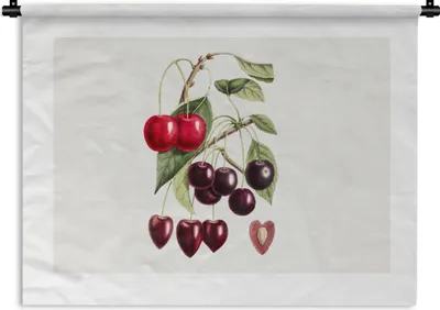 Produktbild von MuchoWow® Wandteppich Wandbehang Kirschen - Obst - Lebensmittel 60x45 cm Tapisserie Dekoration Wandtuch - Das Schlafzimmer
