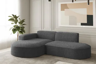 Produktbild von Ecksofa Designersofa PALMA XS in Stoff Ascot Graphitgrau Ottomane Links