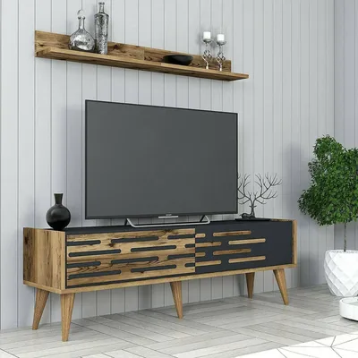 Image de Arsiero - Meuble TV, 140x45x35h cm Noyer Marron, une Étagère