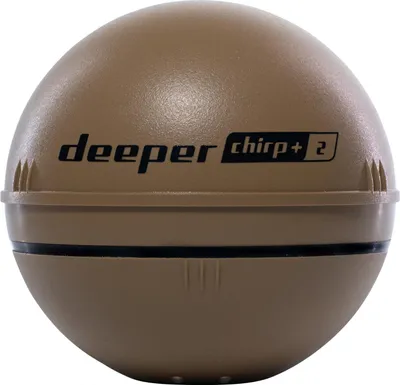 A tan spherical device with black text and a black stripe.