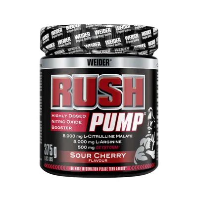 Obrázek produktu pro Weider Rush Pump 375 g višeň / Předtréninkové pumpy (lepší prokrvení) / Předtréninková pumpa bez stimulantů s obsahem 13 aktivních složek