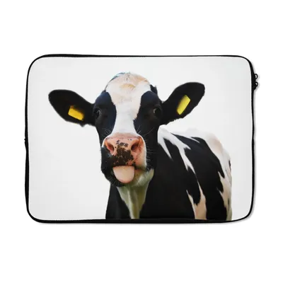 Produktbild von MuchoWow® Laptop Hülle 13 Zoll Kuh - Schwarz - Weiß Laptoptasche - Laptophülle - Sleeve - Rundumschutz
