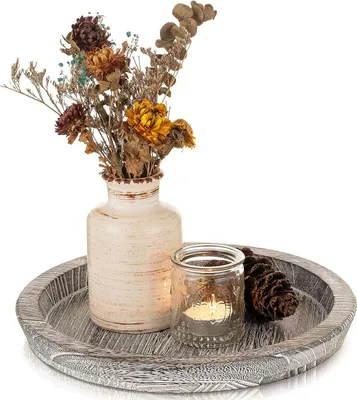 Produktbild von Dekoratives Kerzentablett aus Holz, fš¹r Tischdekoration, Dekotablett fš¹r den Wohnzimmertisch, 28*28*2.5cm