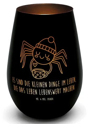 Produktbild von Mr. & Mrs. Panda Laterne Spinne Agathe Kaffee - Schwarz - Geschenk, Morgen, Teelichthalter Glas, Morgenmuffel, Kerzenhalter, Weiser Spruch, Kerzenglas, Lebensweisheiten