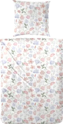 Produktbild von Renforce Bettwäsche Blümchen rosa 155 x 200 cm
