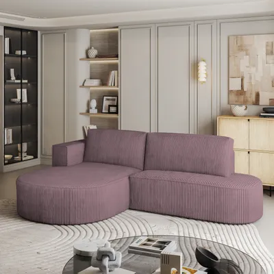 Produktbild von Masseno Ecksofa CORTIO P L-S mit Schlaffunktion L-Form, Sofa mit Bettkasten, Wohnzimmersofa, Couch, Soffa, Bettsofa, Couchgarnitur- Lila, POSO 130