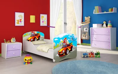 Produktbild von ACMA I Jugendbett Kinderbett Junior-Bett Komplett-Set mit Matratze Lattenrost Weiß 03 Racing Car 160x80