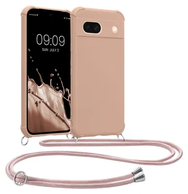 Produktbild von kwmobile Necklace Case kompatibel mit Google Pixel 8a Hülle - Cover mit Kordel zum Umhängen - Silikon Schutzhülle Coconut Swirl