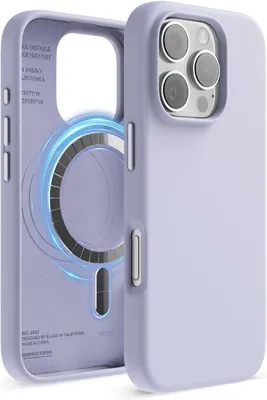 A close-up view of a purple iPhone case with a MagSafe ring visible on the inside.