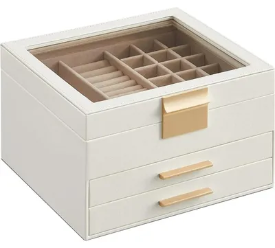 Productafbeelding van Sieradendoos met Glazen Deksel en 3 Laags Organizer