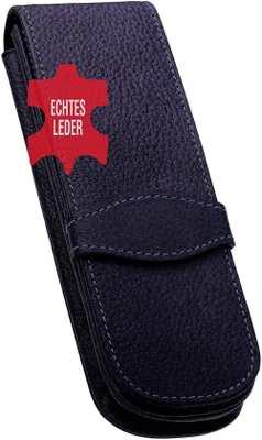 Obrázek produktu pro Modré pouzdro z pravé kůže v módním designu jako stylový doplněk na psací potřeby, na dva psací potřeby