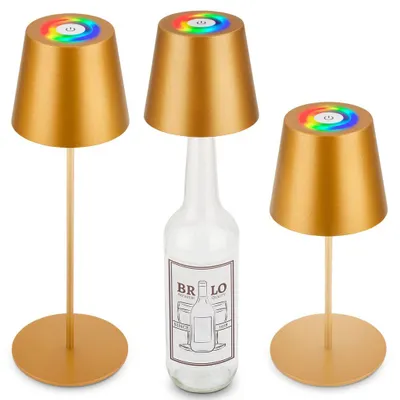 Obrázok produktu pre Briloner Calida 3 v 1 RGBW LED stolová lampa bezdrôtová IP44, stmievateľná, dotyková, výškovo nastaviteľná, odolná proti striekajúcej vode, zlatá farba, 36 x Ø10,5 cm