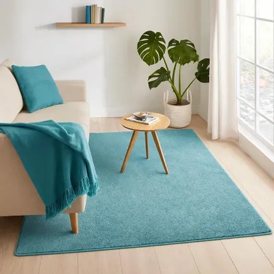 Produktbild von Hochflor Velours Teppich Mona Petrol, Größe:400x500 cm