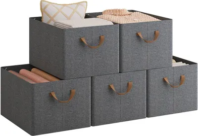 Produktbild von WOLTU Aufbewahrungsboxen 5 Stück, Organizer Box, Stapelboxen faltbar, Grau : 35L(42x32x26 cm) Größe: 35L(42x32x26 cm)