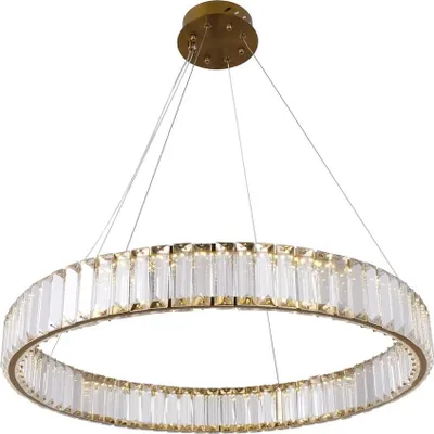 Zdjęcie produktu dla Bohemia Brass 60 AL - żyrandol kryształowy LED pierścień ring 60cm mosiądz złoty