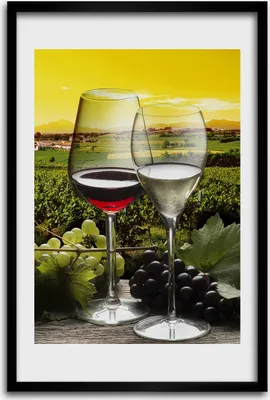 Produktbild von Bild - Bilderrahmen - 40 cm x 60 cm - MDF - Rahmen - Wandkunst - Wein und Trauben