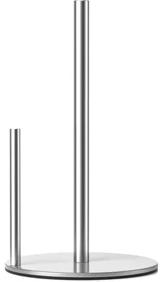 Image de Porte-rouleaux de cuisine autoportant, en argenté, en acier inoxydable, avec base lestée, dimensions : 17x17x30 cm