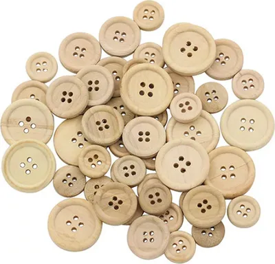 Produktbild von 50x Natur Holz Knöpfe Bastelknöpfe Knopfmischung Modeknöpfe Vintage Holzknöpfe