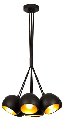 Image de Suspension luminaire en métal noir et doré Ø 45 cm 7 lumières E27 style moderne
