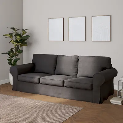 Produktbild von Dekoria Bezug für Ektorp 3-Sitzer Sofa nicht ausklappbar, dunkelgrau, Sofabezug für Ektorp 3-Sitzer nicht ausklappbar