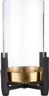 Produktbild von GILDE Windlicht, "Nuro", Aluminium, goldfarben, schwarz, , L. 18,5 cm, B. 19 cm, H. 27,5 cm 67891