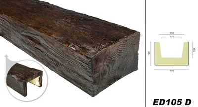 Produktbild von DECO WOOD Deckenbalken modern aus Polyurethane, 2m Länge, PolyurethanBalken Holzoptik (dunkelbraun - 19x13cm) Innendeko Zierelement Dekorbalken