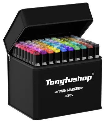 Imagen del producto de Rotuladores - Set de 80 colores - Doble punta - Estuche de transporte