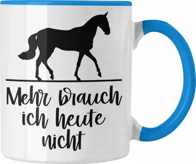 Produktbild von Trendation - Reiterin Mädchen Pferde Geschenk Tasse Reiten Reiterin Kinder Becher Spruch Lustig Geburtstag Geschenke (Blau)