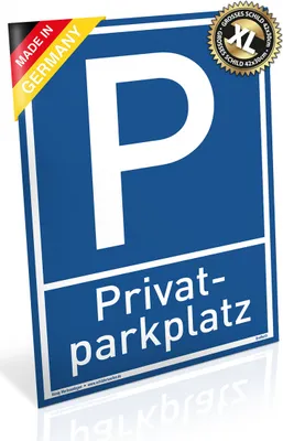 Zdjęcie produktu dla Dreifke® Duży znak „Prywatny parking” – niebieski | solidny znak aluminiowy z ochroną przed promieniowaniem UV...