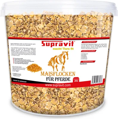 Produktbild von Supravit Maisflocken Pferd 2kg | Hervorragendes Ergänzungsfutter für eine schnelle Gewichtszunahme