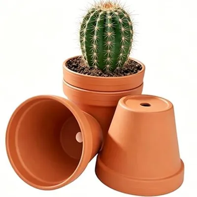 Immagine prodotto di Set di 4 vasi in terracotta con foro di drenaggio, diametro 14 cm
