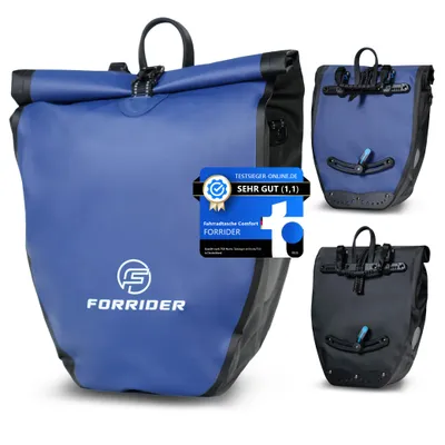 Produktbild von Forrider Pro Gepäckträgertasche - Wasserdicht und mit Schultergurt! 25Liter blau