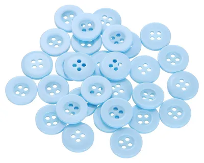 Runde Knöpfe, hellblau, Kunstharz, 12,5 mm, 4 Löcher, 30 Stück