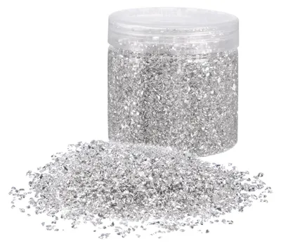 Bruchglas 454 g, 3-6 mm, silberfarben, unregelmäßig, für Basteln & Dekoration