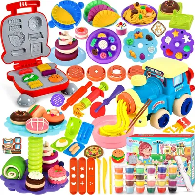 Imagen del producto de Set de modelado para niños, de 85 piezas, con 24 botes de plastilina de colores, ideal para juegos creativos