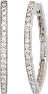 Produktbild von Ohrringe Creolen 37mm spitzoval dünn 925 Silber Zirkonia Ohrschmuck Damen