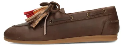 Produktbild von Damen Loafer VITA aus Leder, dunkelbraun, mit farbenfrohen Fransen, 1,5 cm Sohlenhöhe