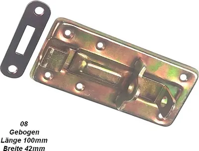 Produktbild von Grendelriegel Türriegel Riegel Schlossriegel Möbelriegel Schubriegel Gebogen 100x42mm