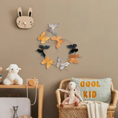Produktbild von Wallity, Butterflies - 2, Dekoratives Wandaccessoire aus Metall, 100 % METALL, Mehrfarbig, 80 x 4 x 80 cm