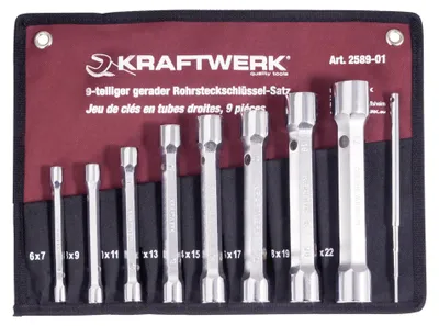 Produktbild von KRAFTWERK 2589-01, Steckschlüssel-Set, 9 Stück(e), Silber, DIN 896, DIN ISO 2236, 2006/42/EC, 1,06 kg, 7,9,11,13,15,17,19,22 mm