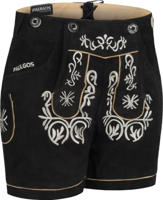 Produktbild von PAULGOS Damen Trachten Lederhose + Träger, Echtes Leder, Kurz in 8 Farben Gr. 34-50 M2