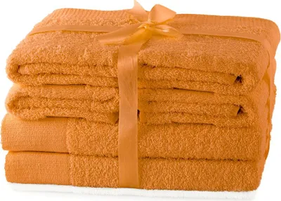Produktbild von Handtuchset 2 Duschtücher, 2x Handtücher, mit Bordüre aus 100% Baumwolle Terrakotta