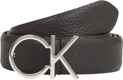 Imagen del producto de Cinturón para mujer Calvin Klein, modelo Ck Logo Belt 3.0, de cuero, color negro (Ck Black)