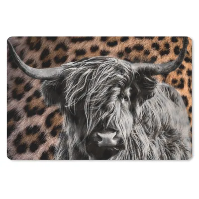 Produktbild von MuchoWow® Schreibtischunterlage Schottischer Highlander - Pantherdruck - Tiere 60x40 cm - XXL Mauspad - Großes Mauspad
